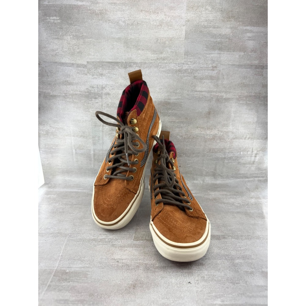 Vans Sk8-Hi MTE Glazed Ginger Suede Plaid High Top Sneakers Mens 5 Womens 6.5
